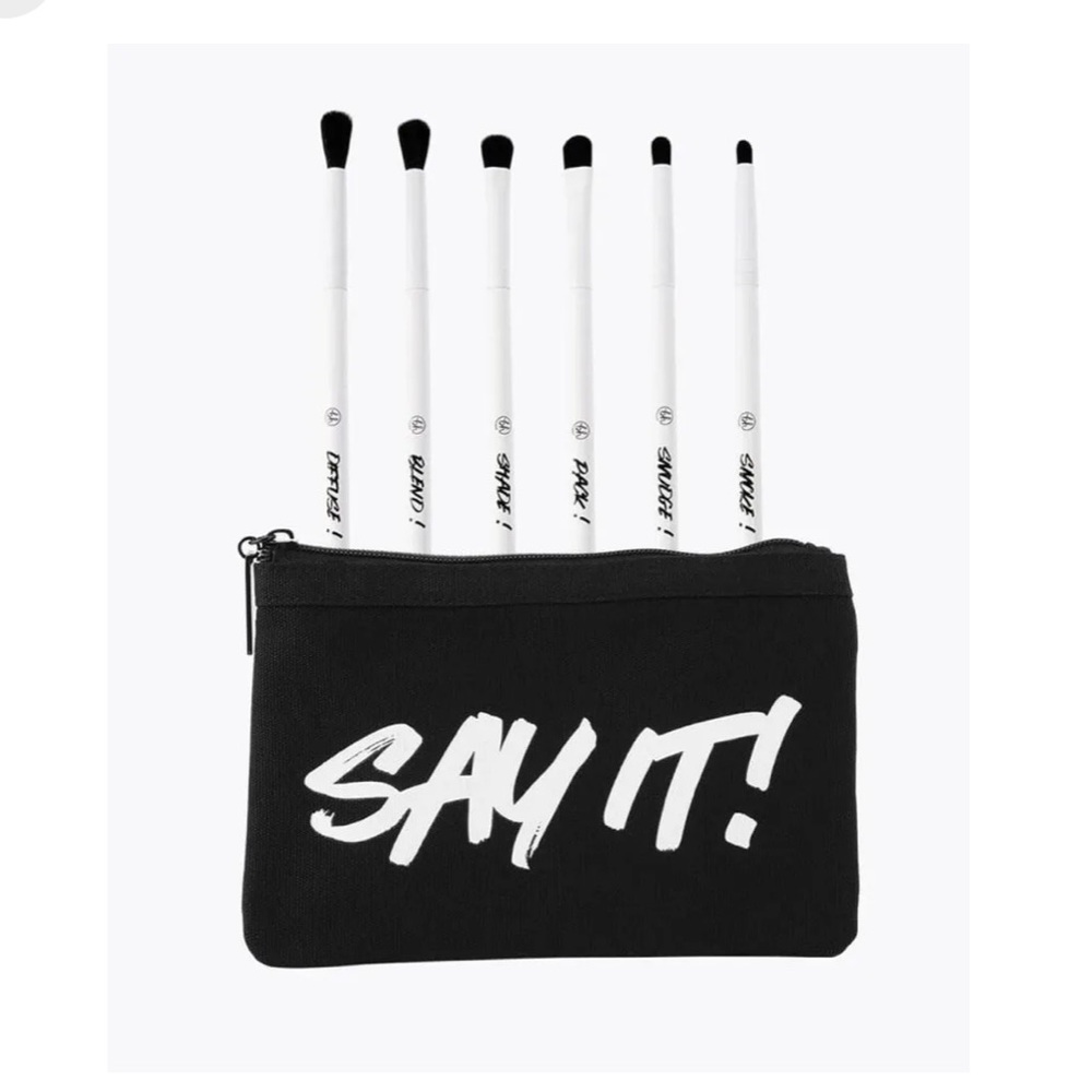 BH Cosmetics‎ Say It! 6 Piece Eye Brush Set With Cosmetic Bag NEW Makeup Beauty
